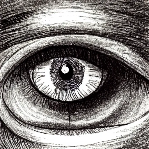 a drawing of an eye with long eyelashes