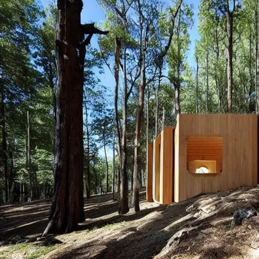 Diseña una vivienda de madera en el bosque que incorpore materiales inteligentes y ecológicos en su construcción y funcionamiento. Considera cómo la casa puede integrarse armoniosamente en su entorno natural, minimizando su impacto en el ecosistema circundante. Explora el uso de materiales sostenibles, como madera certificada y reciclada, así como tecnologías innovadoras que mejoren la eficiencia energética y la calidad de vida de sus