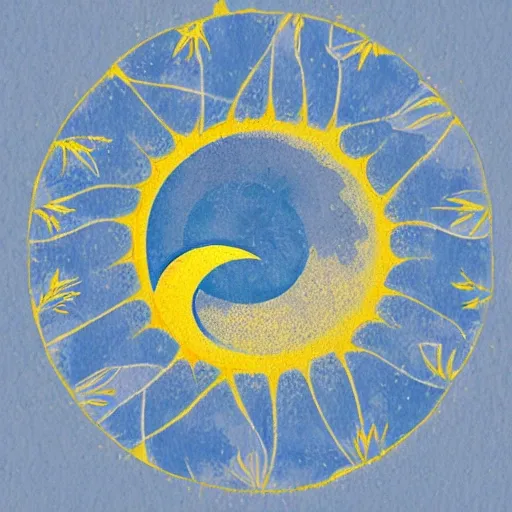 Create a harmonious logo featuring the moon and sunshine, gracefully intertwined to symbolize the balance between night and day.