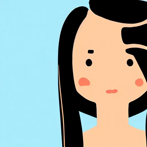 Almond eyes, regular cheeks, round face, teenage girl, black hair, big chest, diagonal hairline, Cartoon, Cartoon