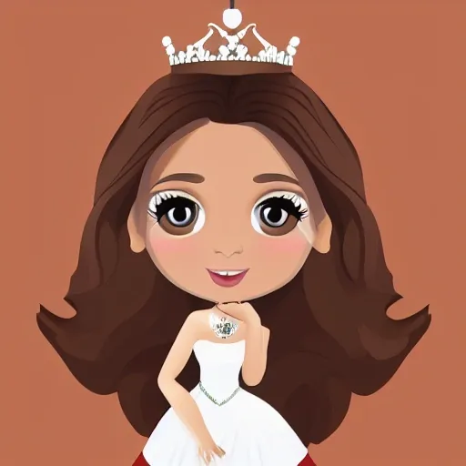 a full body  princess with brown hair, light brown eyes, Cartoon