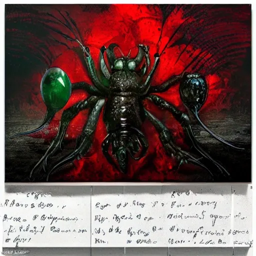 Big bugs, blood, ruins, black, jade, black, novel cover, no text on pictures
, 3D, Oil Painting