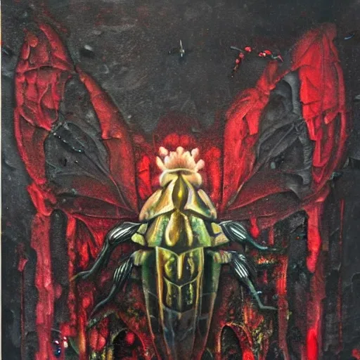 Big bugs, blood, ruins, black, jade, black, novel cover, no text on pictures
, 3D, Oil Painting, Trippy