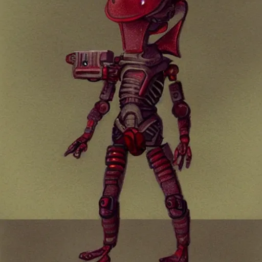 a small cyborg creature which was formerly a rabbit
with a red wool vest. scifi. --v 4
