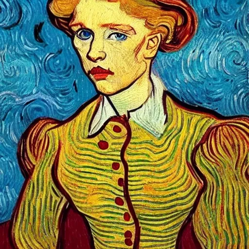 blonde princess, whole body, style by vincent van gogh, 