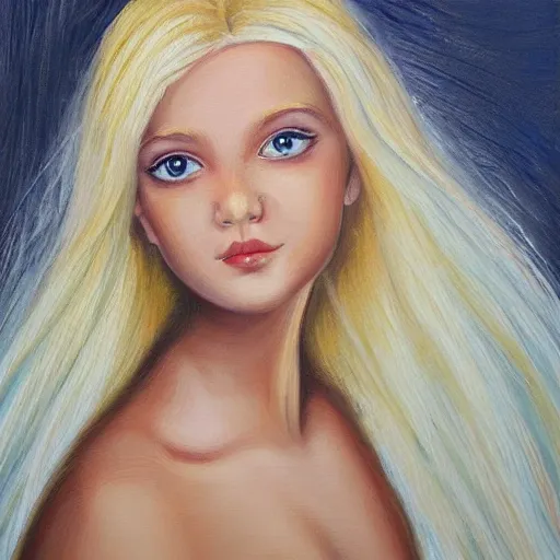 blonde princess, whole body, perfect eyes, Oil Painting