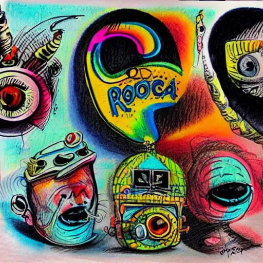 logo percha de ropa vintage, Trippy, Cartoon, Pencil Sketch, Pencil Sketch, Water Color, Oil Painting