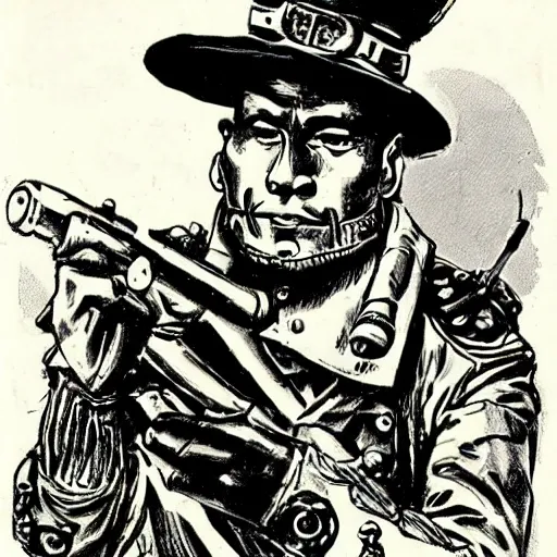 Soldado steampunk colombia 1950, Cartoon