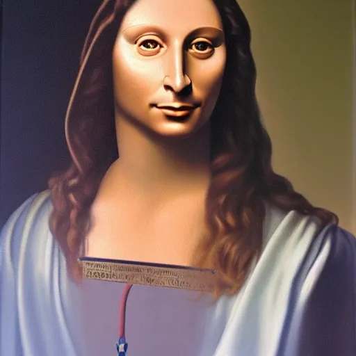 La gioconda,photorealist 4k, Oil Painting,robot