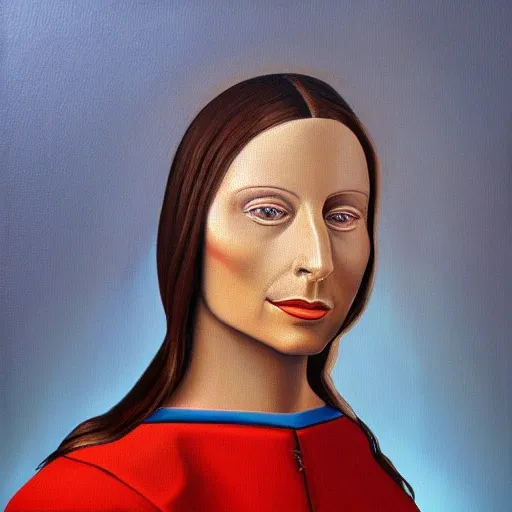 La gioconda,photorealist 4k, Oil Painting,robot