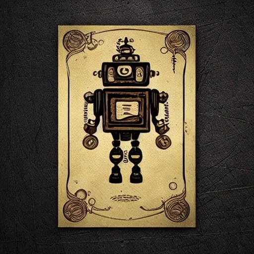 Robot steampunk, funciona con 
 tarjetas perforadas 