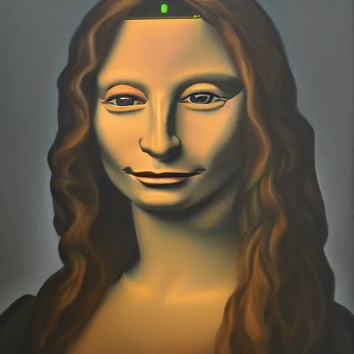 La gioconda,photorealist 4k, Oil Painting,robot