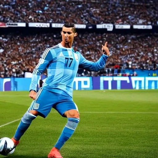 cristiano ronaldo playing with argentina kit