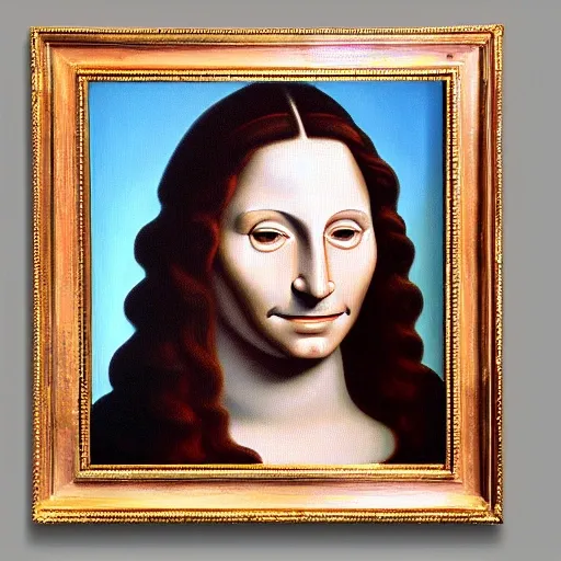 La gioconda,photorealist 4k, Oil Painting,robot