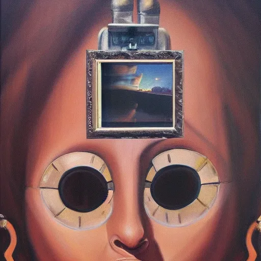 La gioconda,photorealist 4k, Oil Painting,robot