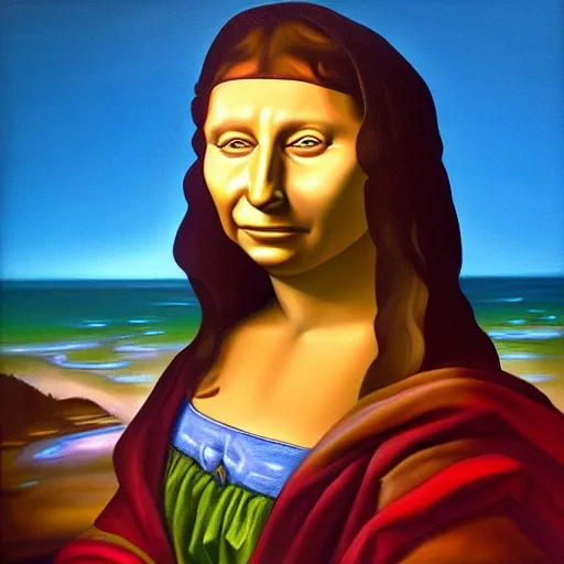 La gioconda,photorealist 4k, Oil Painting,robot