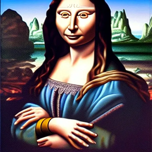 La gioconda,photorealist 4k, Oil Painting,robot