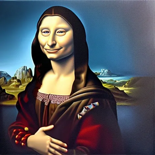 La gioconda,photorealist 4k, Oil Painting,robot