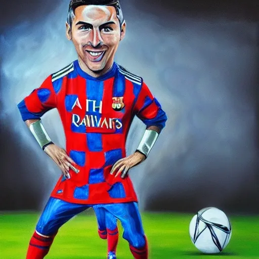 Cr7vsMessi photorealist 4k, Oil Painting,robot