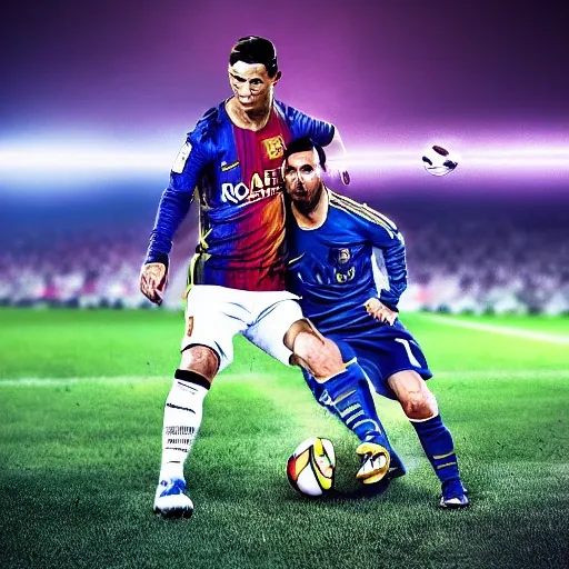 Cr7vsMessi,photorealist 4k, 