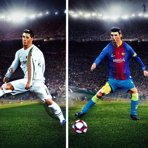 Cr7vsMessi,photorealist 4k, 