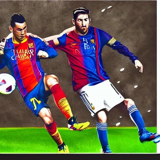 Cr7vsMessi,photorealist 4k, 