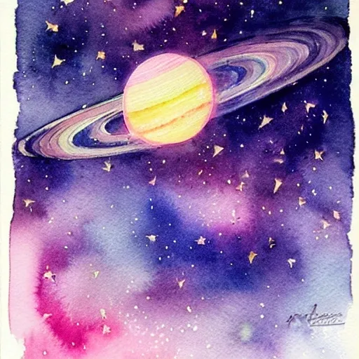 Beautiful view of the space from the universe. Beautiful light. stars and planets. Nice colour scheme, bright colour. Beautiful detailed artistic watercolor