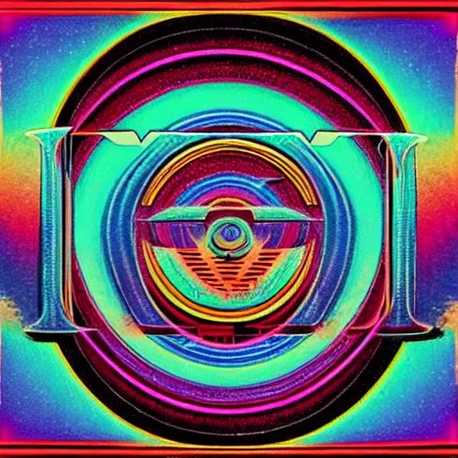 Trippy, art for a disc, type of letter style of 60s and 70s, appears the name of the band with that type of letter, mystical, the name of the band is AlterMambo,