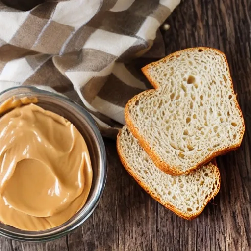 a buttle of peanut butter with bread