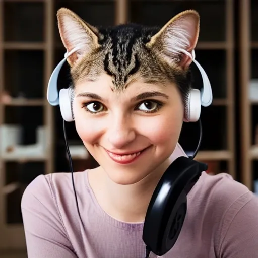 customer service,cat girl,earphone