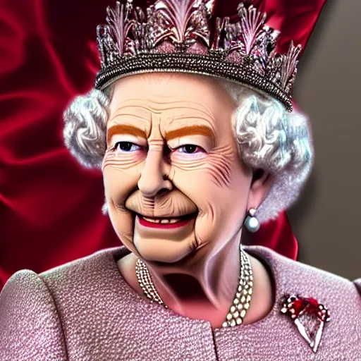 Queen Elizabeth full power 8k hyperrealistic octane render
