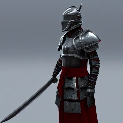 sword warrior in cyber armor, 8k hyperrealistic, render