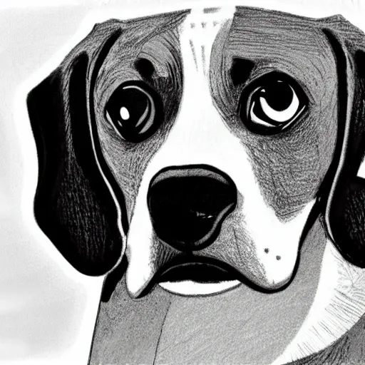 •	Beagle, Cartoon, Pencil Sketch