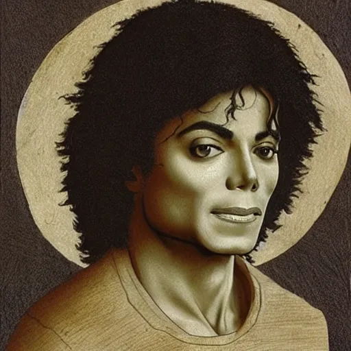 micheal jackson,in the style of Leonardo,