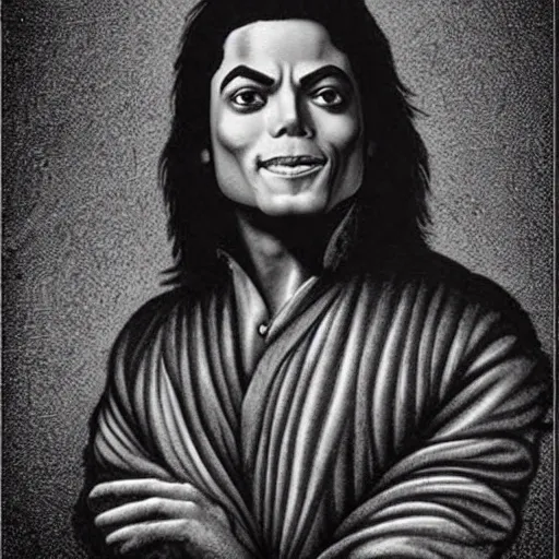 micheal jackson,in the style of Leonardo,