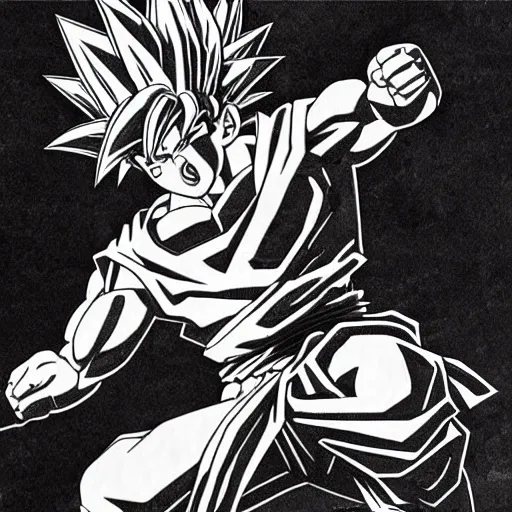 Goku, in the style of Michelangelo,