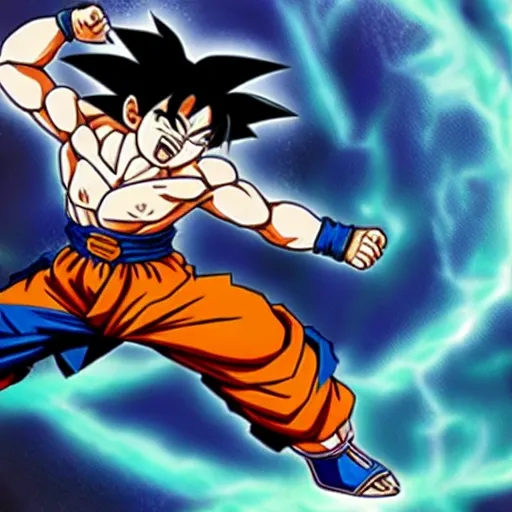 Goku, in the style of Michelangelo,