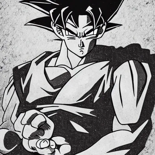 Goku, in the style of Michelangelo,