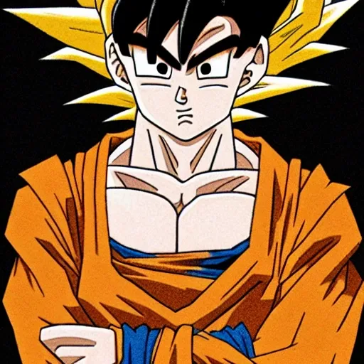 Goku, in the style of Leonardo,