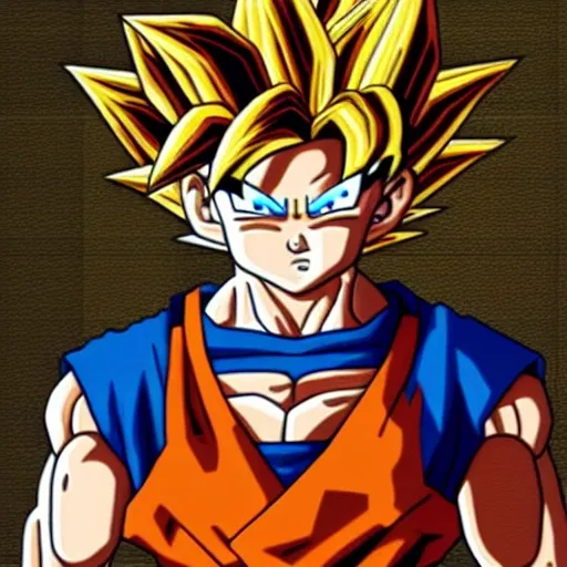 Goku, in the style of Leonardo,