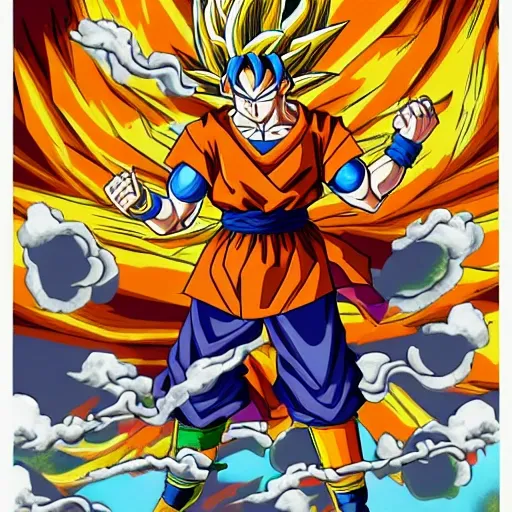 Goku, in the style of Leonardo,