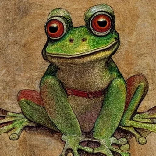 Froggy, in the style of Leonardo,