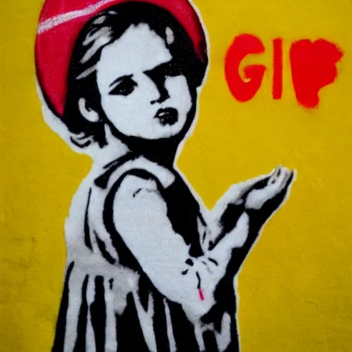 Girl, in the style of bansky