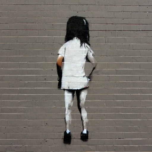 Girl, in the style of bansky