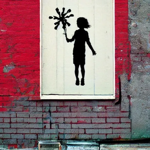 Girl, in the style of bansky