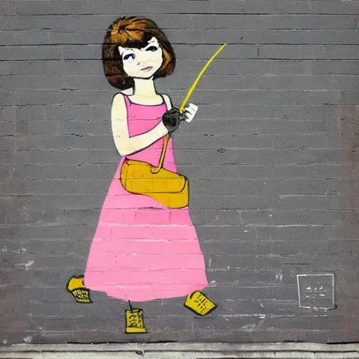 Girl, in the style of bansky