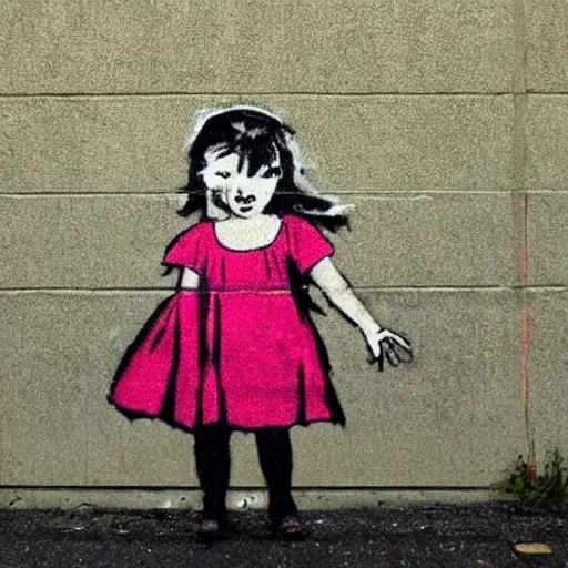 Girl, in the style of bansky