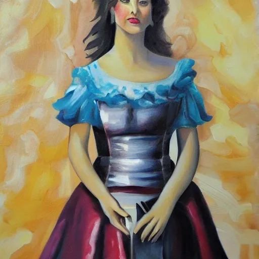  beautiful lady wearing a book dress, Oil Painting