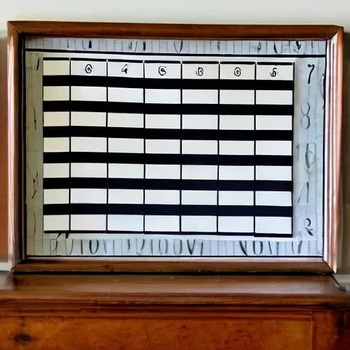 black and white old paper score counter board 
