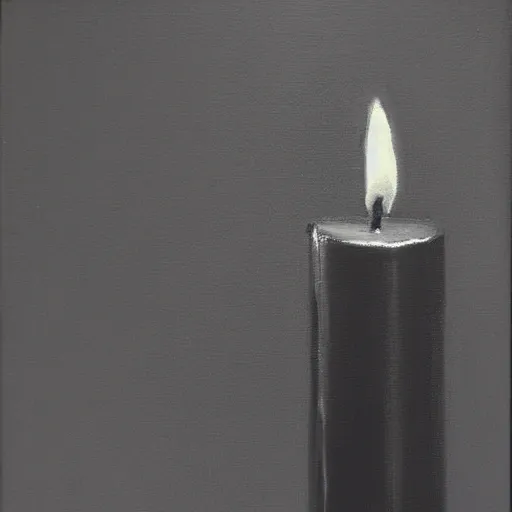 oil painting of a candle in black and white, little